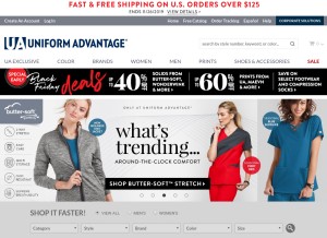 How uascrubs.com looks like on a tablet such as an iPad.