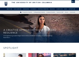 How ubc.ca looks like on a tablet such as an iPad.