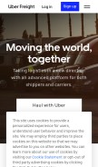 How uberfreight.com looks like on a mobile device such as an iPhone.