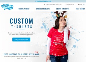 How uberprints.com looks like on a tablet such as an iPad.