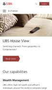 How ubs.com looks like on a mobile device such as an iPhone.