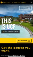 How ucf.edu looks like on a mobile device such as an iPhone.