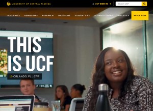 How ucf.edu looks like on a tablet such as an iPad.
