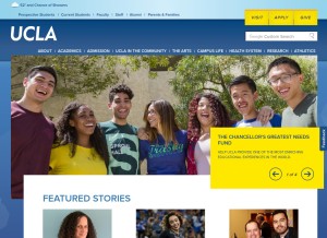 How ucla.edu looks like on a tablet such as an iPad.