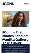 How uconn.edu looks like on a mobile device such as an iPhone.