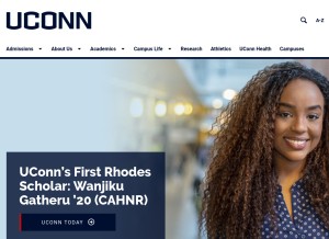 How uconn.edu looks like on a tablet such as an iPad.