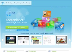 How ucoz.de looks like on a tablet such as an iPad.