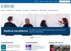 How ucsc.edu looks like on a tablet such as an iPad.