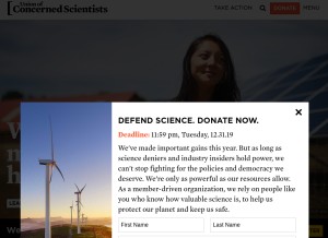How ucsusa.org looks like on a tablet such as an iPad.