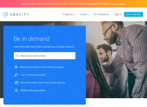 How udacity.com looks like on a tablet such as an iPad.
