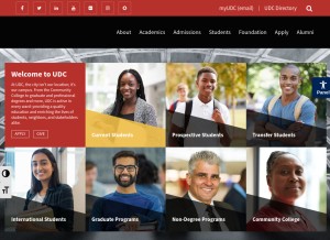 How udc.edu looks like on a tablet such as an iPad.