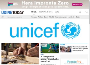 How udinetoday.it looks like on a tablet such as an iPad.