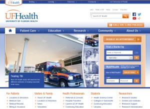 How ufhealth.org looks like on a tablet such as an iPad.