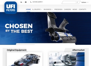 How ufifilters.com looks like on a tablet such as an iPad.