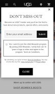 How ugg.com looks like on a mobile device such as an iPhone.