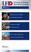 How uhd.edu looks like on a mobile device such as an iPhone.