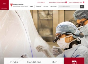 How uhhospitals.org looks like on a tablet such as an iPad.