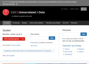 How uio.no looks like on a tablet such as an iPad.