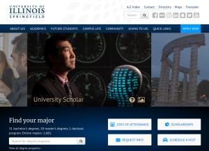 How uis.edu looks like on a tablet such as an iPad.