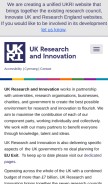 How ukri.org looks like on a mobile device such as an iPhone.