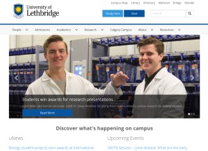 How uleth.ca looks like on a tablet such as an iPad.