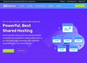 How ultahost.com looks like on a tablet such as an iPad.