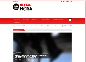 How ultimahoraec.com looks like on a tablet such as an iPad.