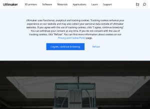 How ultimaker.com looks like on a tablet such as an iPad.
