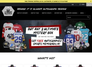 How ultimateautographs.com looks like on a tablet such as an iPad.
