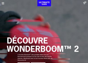 How ultimateears.com looks like on a tablet such as an iPad.