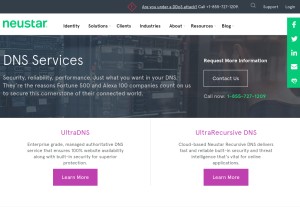 How ultradns.com looks like on a tablet such as an iPad.