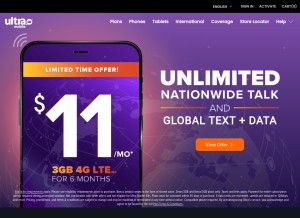 How ultramobile.com looks like on a tablet such as an iPad.