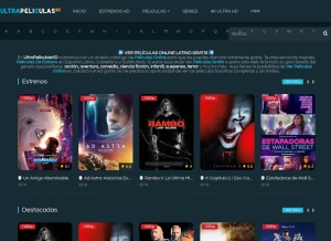 How ultrapeliculashd.com looks like on a tablet such as an iPad.