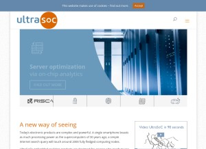 How ultrasoc.com looks like on a tablet such as an iPad.