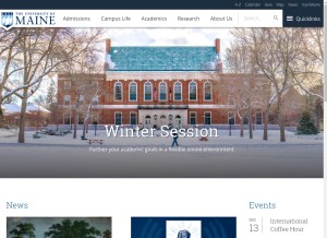 How umaine.edu looks like on a tablet such as an iPad.