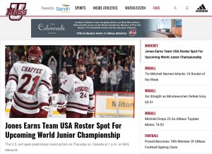 How umassathletics.com looks like on a tablet such as an iPad.