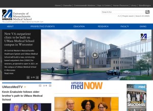 How umassmed.edu looks like on a tablet such as an iPad.