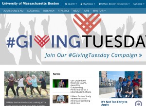 How umb.edu looks like on a tablet such as an iPad.