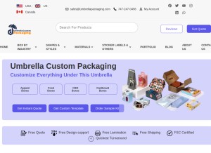 How umbrellapackaging.com looks like on a tablet such as an iPad.