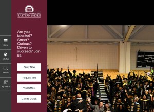 How umes.edu looks like on a tablet such as an iPad.