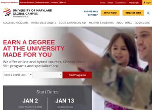 How umgc.edu looks like on a tablet such as an iPad.