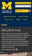How umich.edu looks like on a mobile device such as an iPhone.