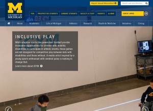 How umich.edu looks like on a tablet such as an iPad.