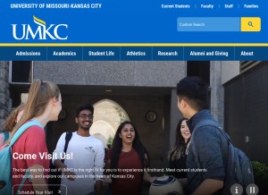 How umkc.edu looks like on a tablet such as an iPad.