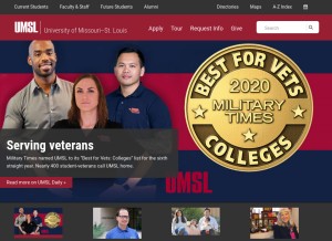 How umsl.edu looks like on a tablet such as an iPad.