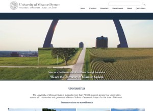How umsystem.edu looks like on a tablet such as an iPad.