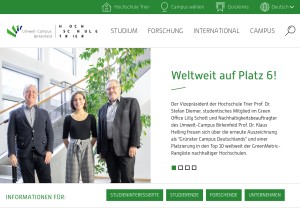 How umwelt-campus.de looks like on a tablet such as an iPad.