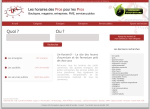 How un-horaire.fr looks like on a tablet such as an iPad.