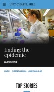 How unc.edu looks like on a mobile device such as an iPhone.