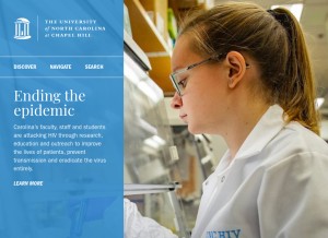 How unc.edu looks like on a tablet such as an iPad.